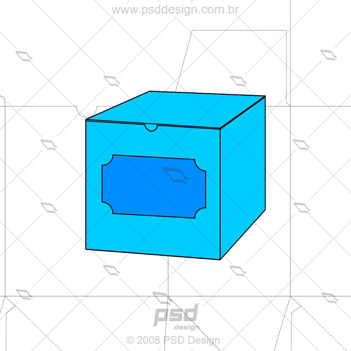molde caixa caneca com visor