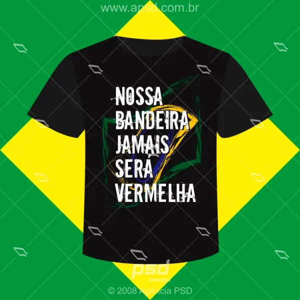 estampa nossa bandeira jamais será vermalha