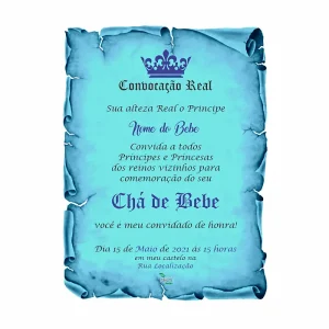 Convite chá de bebe príncipe