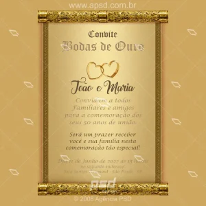 Arte convite bodas de ouro