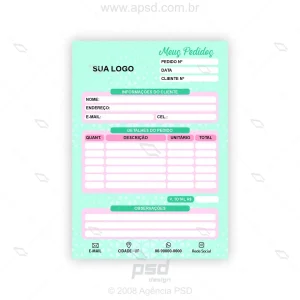 Arte bloco de pedidos