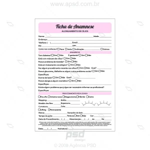 Ficha anamnese cílios