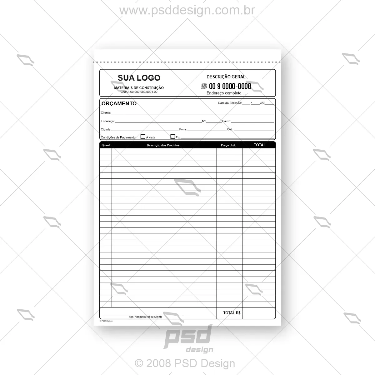 arte bloco orçamento