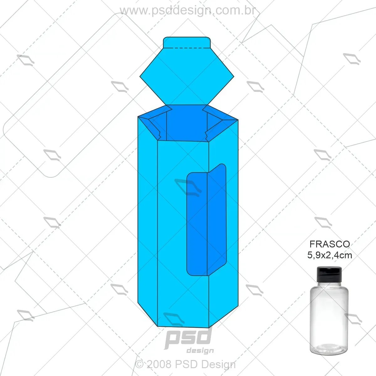 molde caixa hexagonal mini frasco